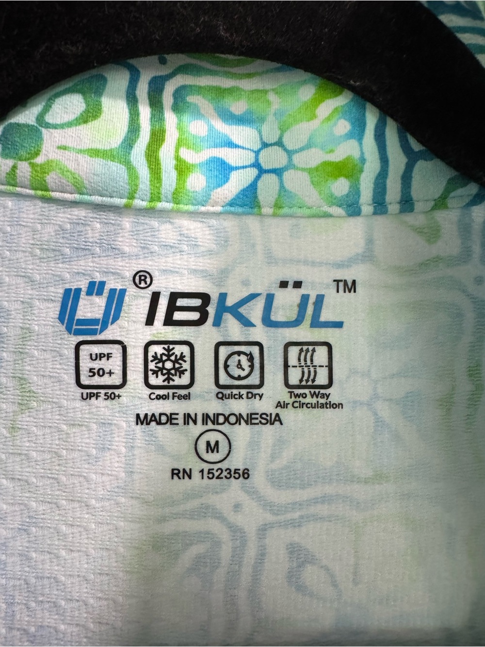 IBKUL Kathy Print Long Sleeve Mock Neck Top Turquoise Lime M - Picture 5 of 7
